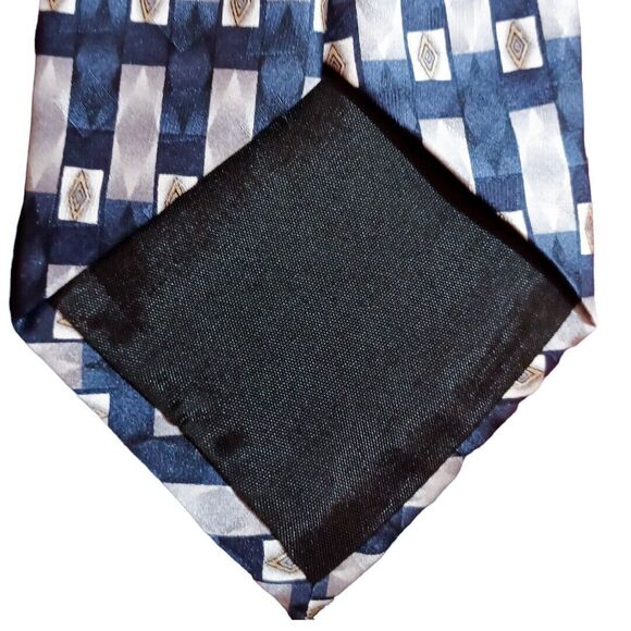 PIERRE CARDIN 100% Silk Classic Style Neck Tie Blue White Tan Men's EUC - Picture 5 of 8